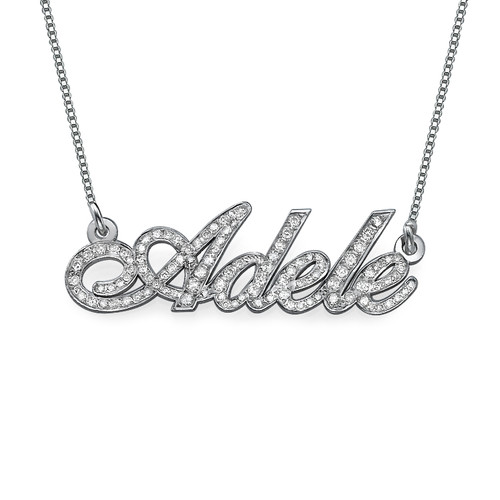 14k White Gold Name Necklace with Diamonds | IsraelBlessing