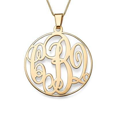 14K Solid Yellow Gold Monogram Necklace-2 product photo