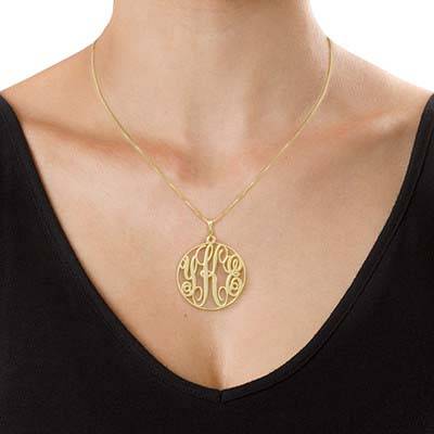 14K Solid Yellow Gold Monogram Necklace-1 product photo