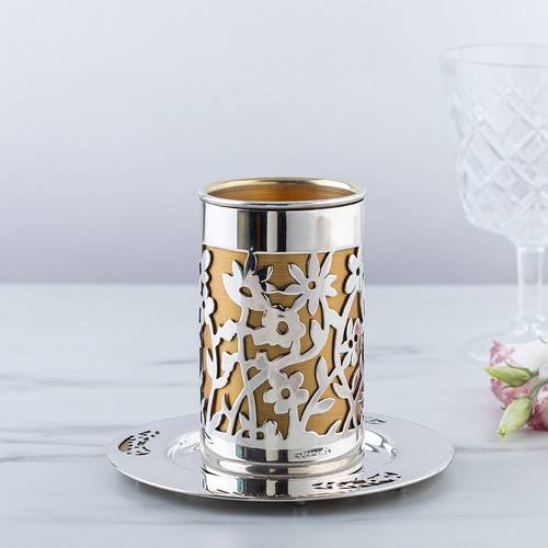 Cut-Out Floral Design Kiddush Cup by Bier Judaica-2 product photo