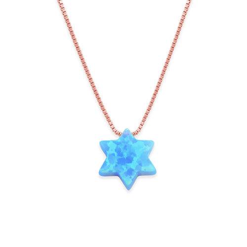 Opal Star of David Necklace with Rose Gold Plated Chain-2 product photo