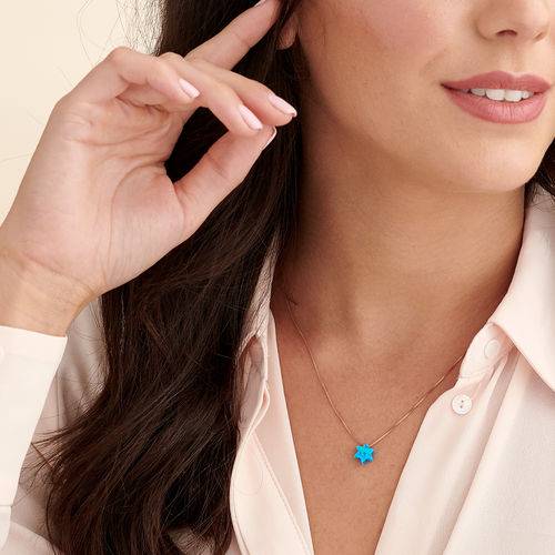 Opal Star of David Necklace with Rose Gold Plated Chain-1 product photo