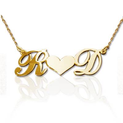 14k Gold Personal Couples Heart Pendant-1 product photo