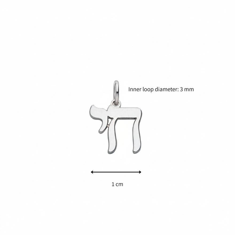 14K Solid White Gold Chai Pendant-1 product photo