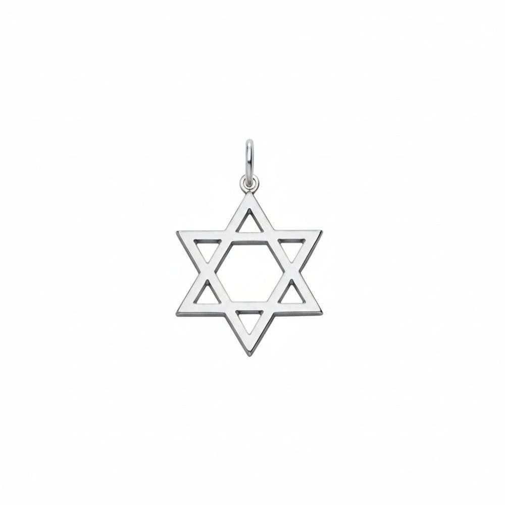 14K Solid White Gold Star of David Pendant-2 product photo