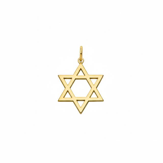 Strar Solid 14K Solid Yellow Gold Star of David Pendant - Israel Blessing