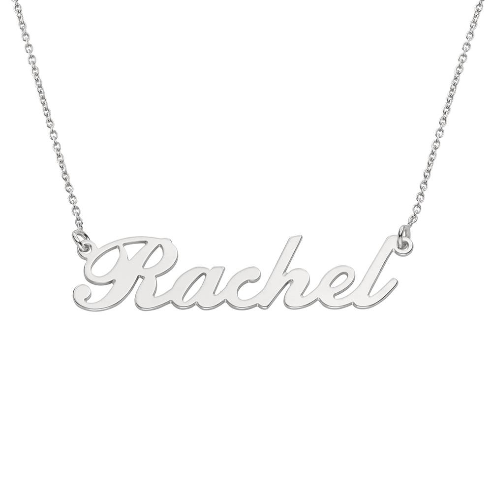 Classic English Name Necklace in 14K Solid White Gold-2 product photo