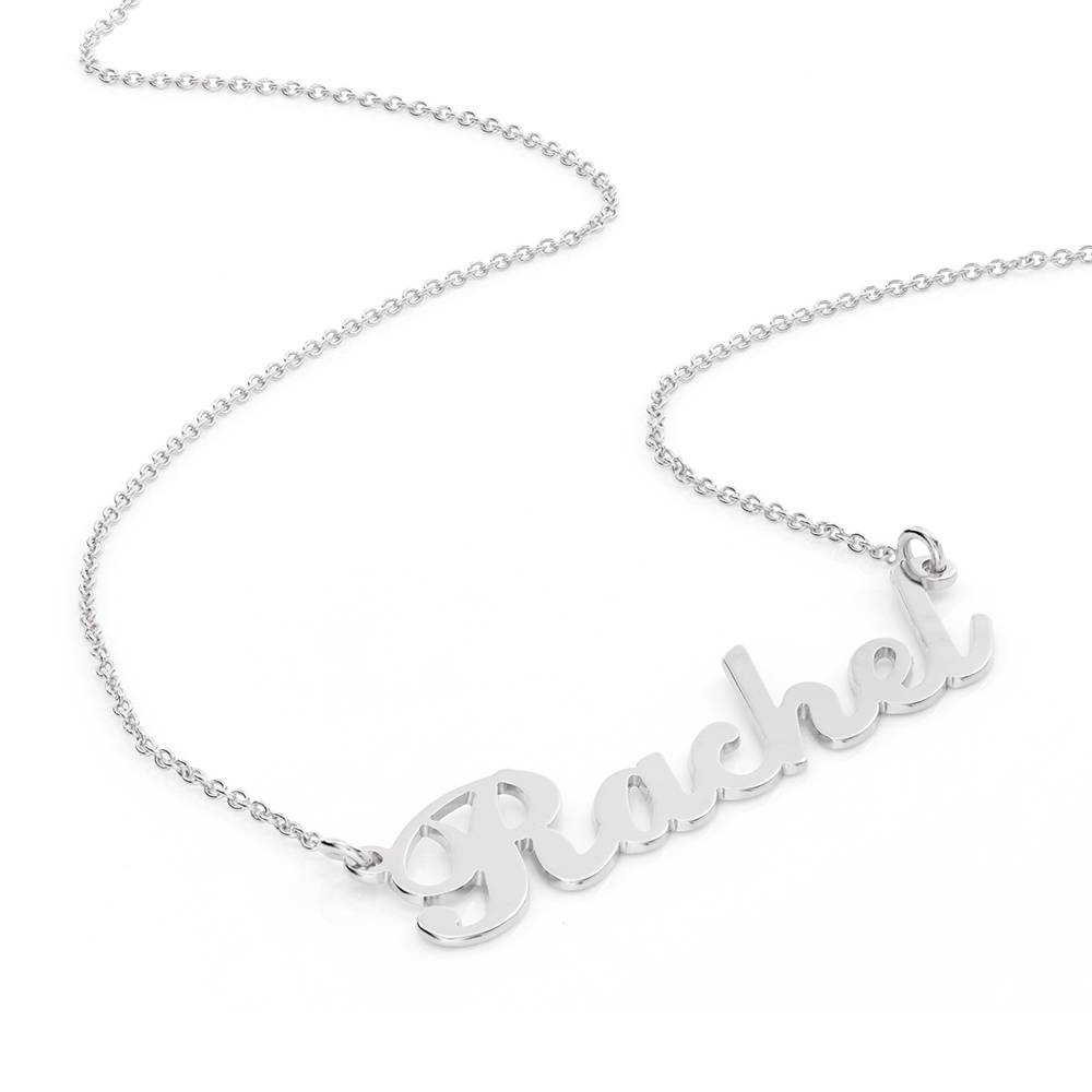 Classic English Name Necklace in 14K Solid White Gold-1 product photo