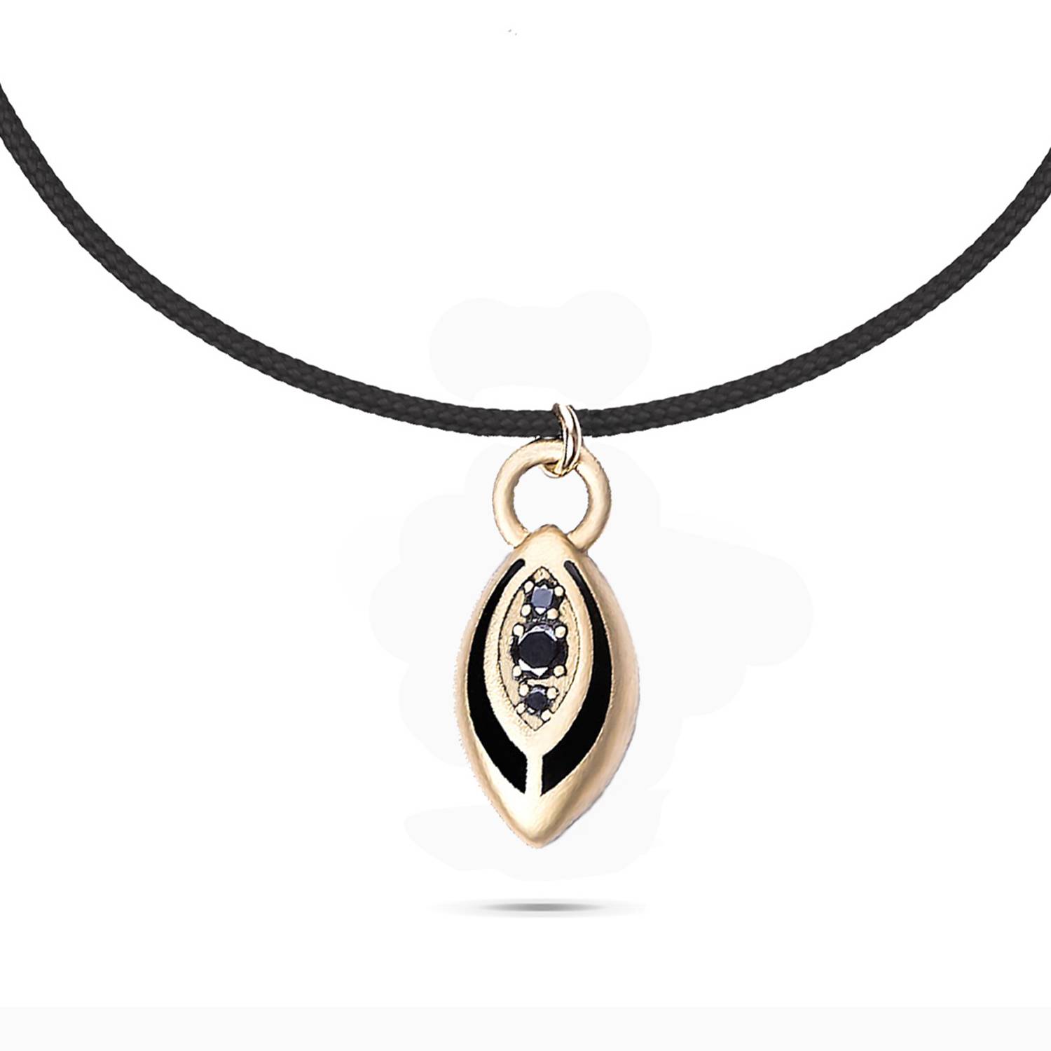 Vertical 3-Black Diamonds Evil Eye Necklace - 14k Yellow Gold-1 Vertical 3-Black Diamonds Evil Eye Necklace - 14k Yellow Gold-1 product photo