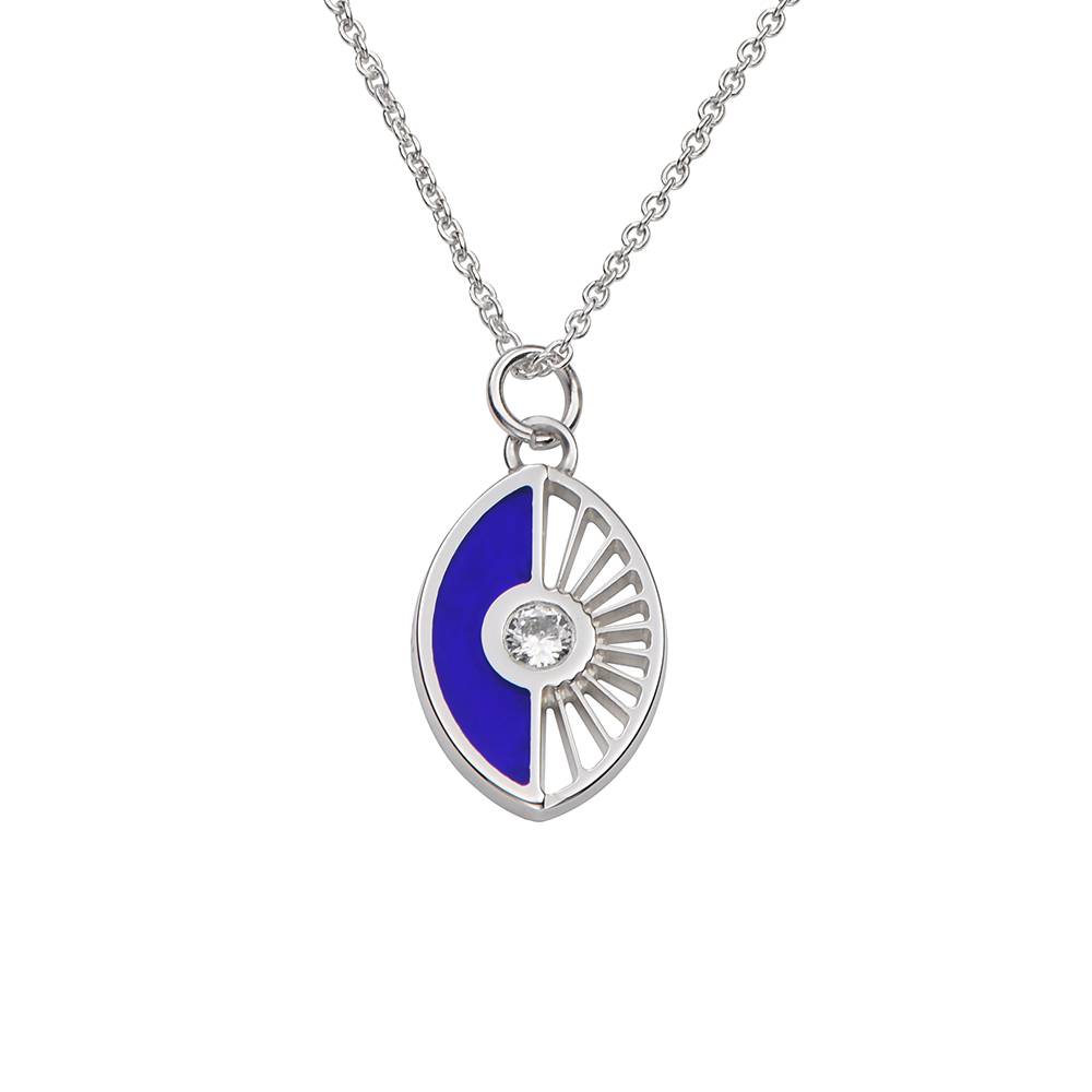 Diamond Evil Eye Necklace in Sterling Silver-1 product photo