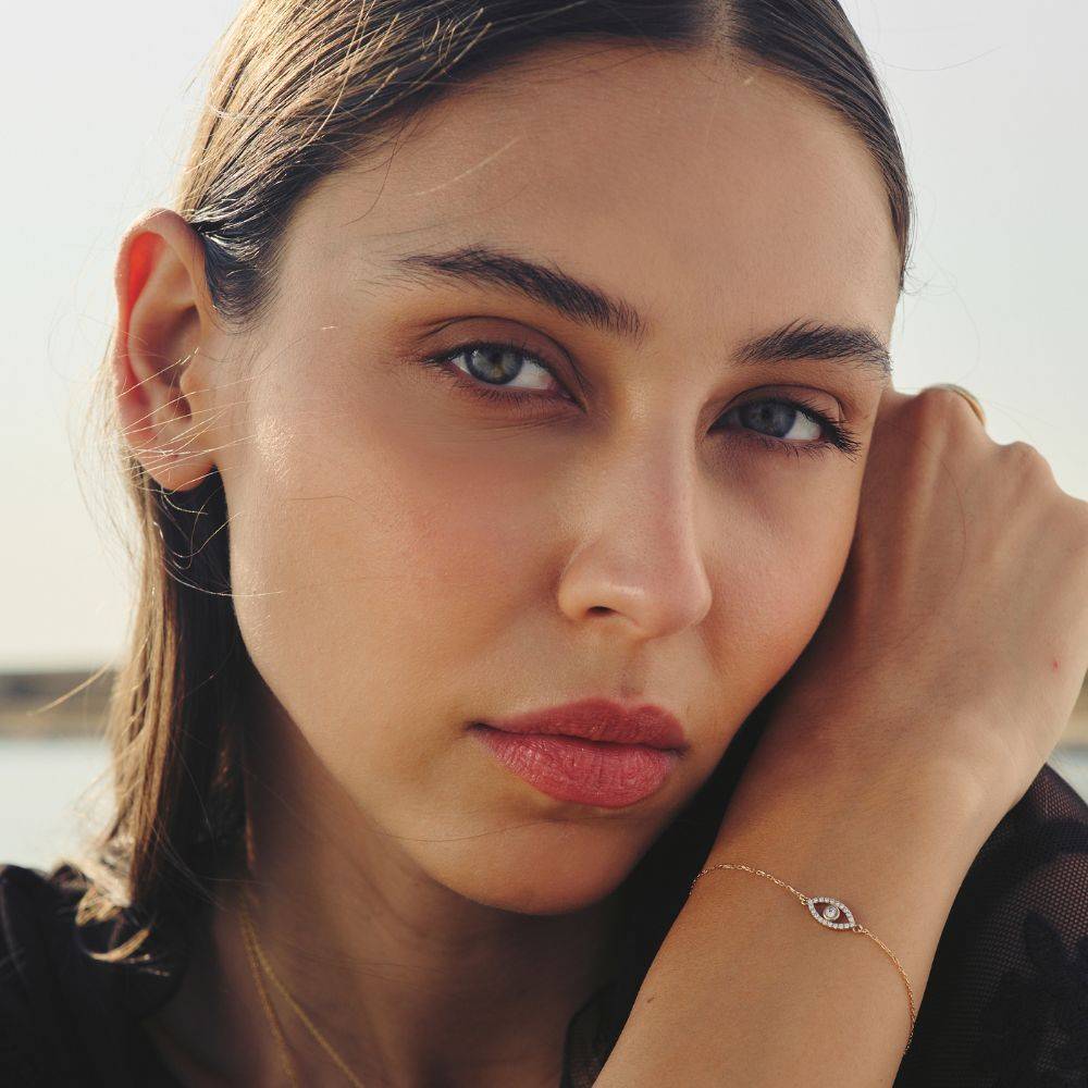 Diamonds Pave Evil Eye Bracelet in 10K Yellow Gold-1 Diamonds Pave Evil Eye Bracelet in 10K Yellow Gold-1 product photo