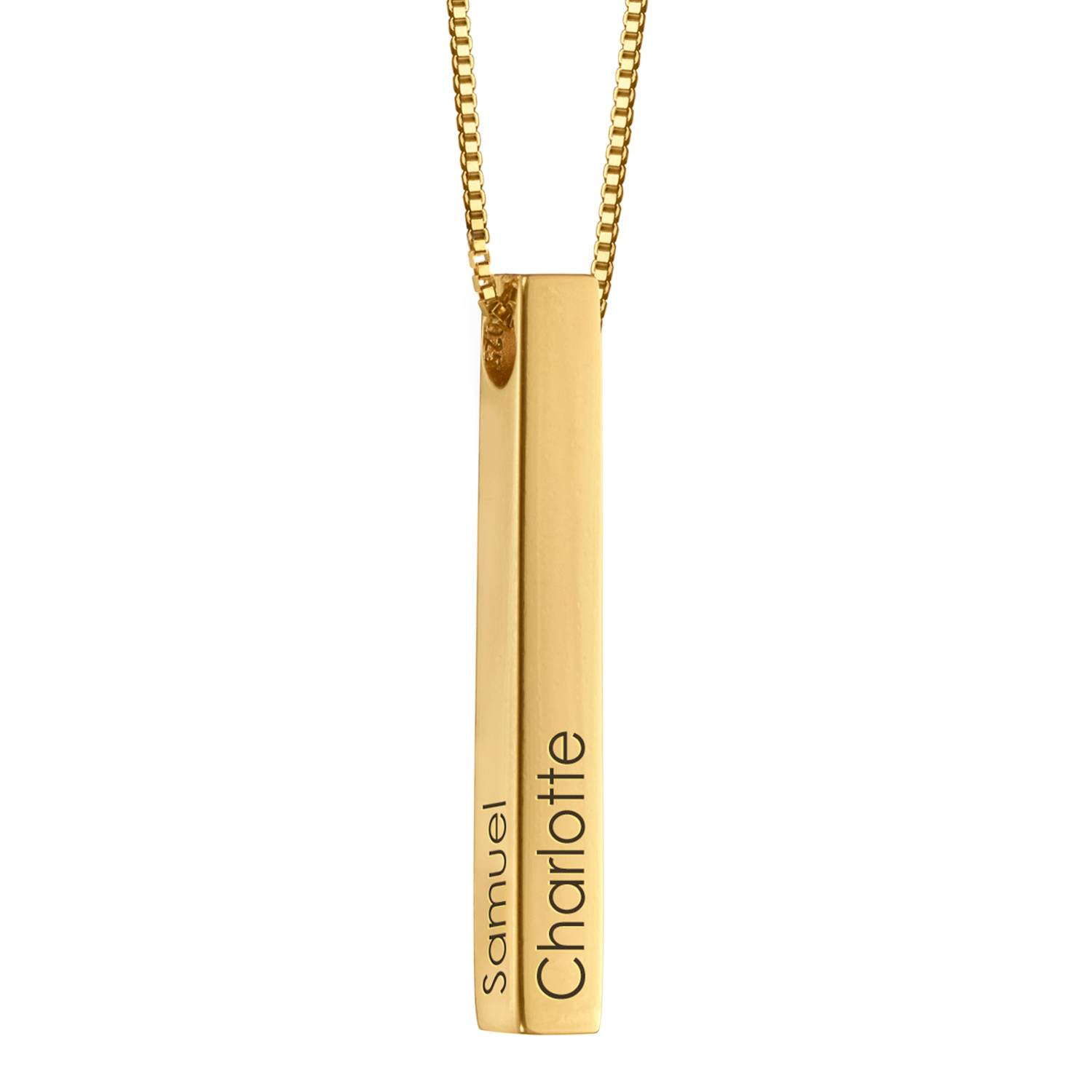 3D Engraved Bar Necklace in Gold Plating-1 product photo