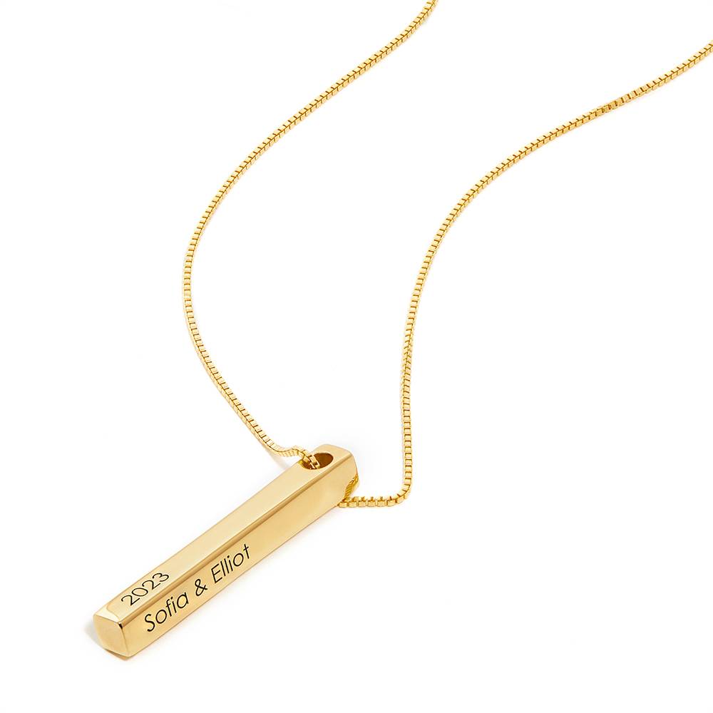 3D Engraved Bar Necklace in Gold Plating-2 product photo