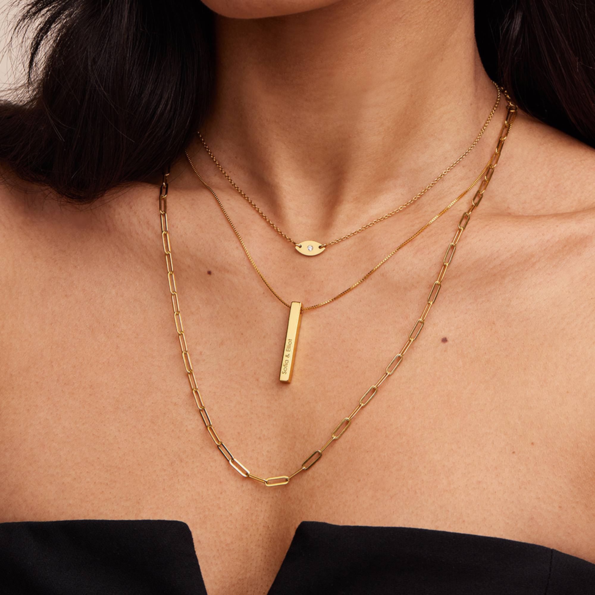 3D Engraved Bar Necklace in Gold Plating-5 product photo