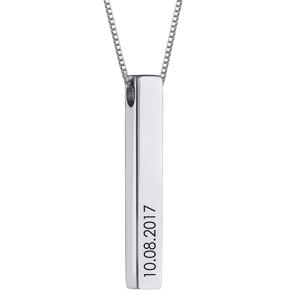 3D Engraved Bar Necklace in Sterling Silver-5 product photo