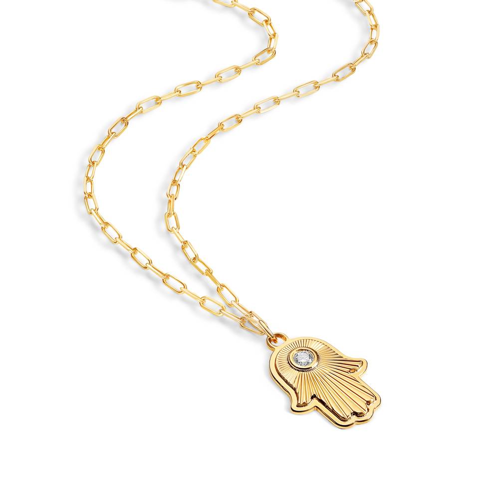 Hamsa Light Pendant in 10K Solid Yellow Gold with Diamond-2 product photo