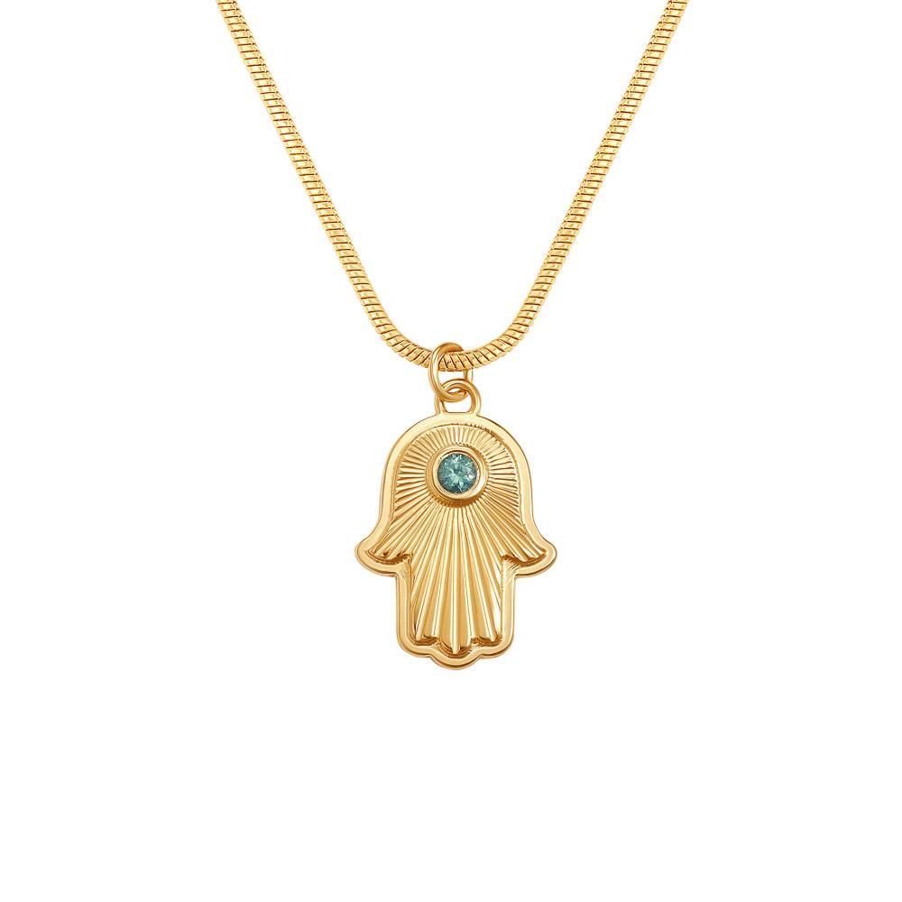 Hamsa Light Pendant with Custom Gemstone In Gold Plating-1 product photo