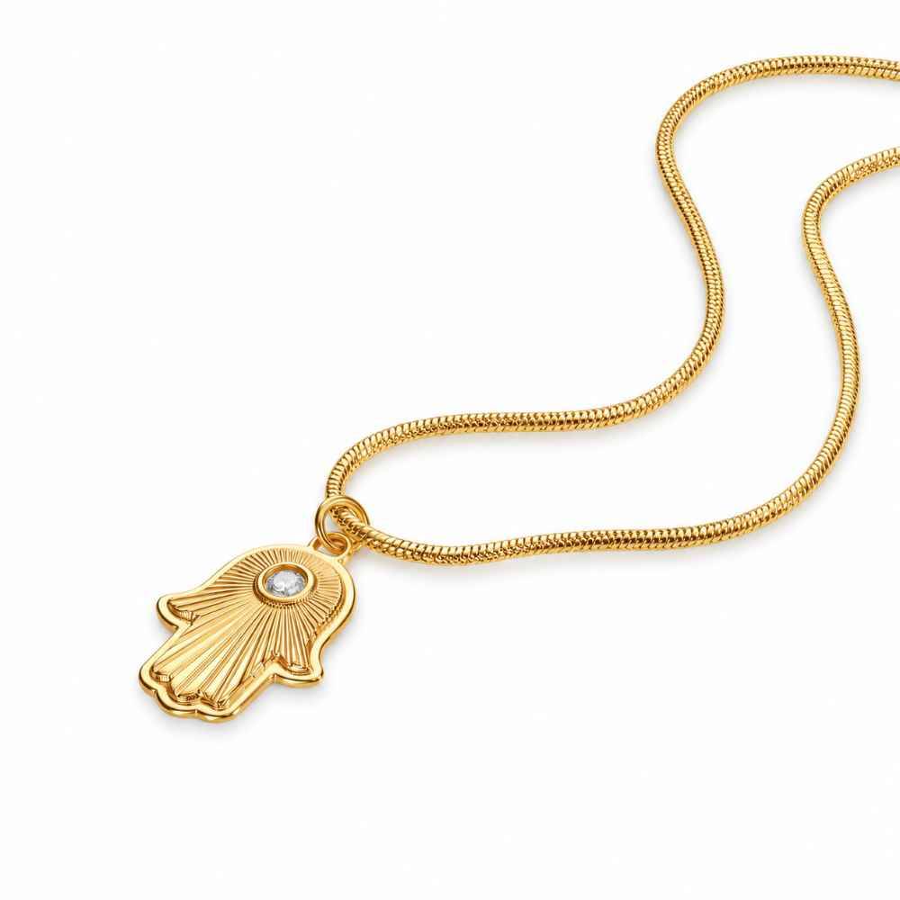 Hamsa Light Pendant with Custom Gemstone In Gold Vermeil-2 product photo