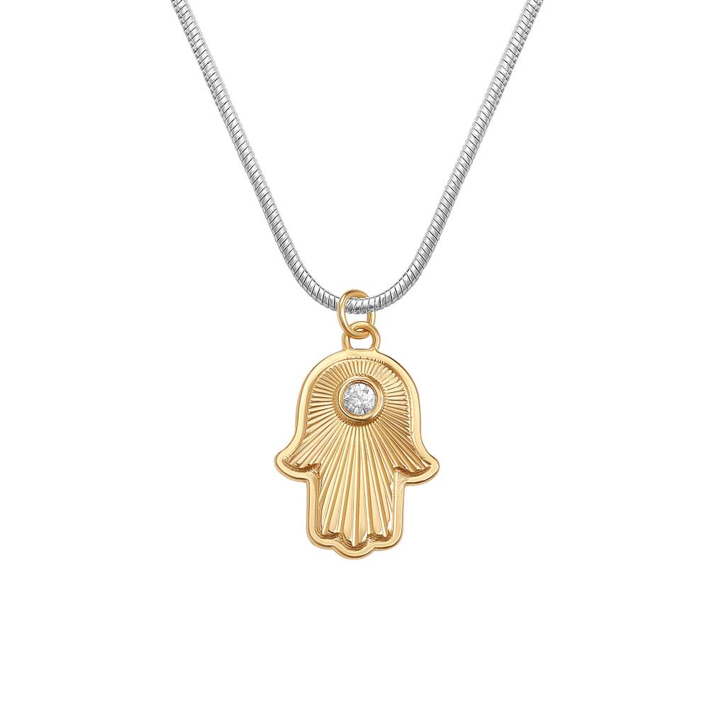 Hamsa Light Two-Tone Pendant with Custom Gemstone-1 product photo
