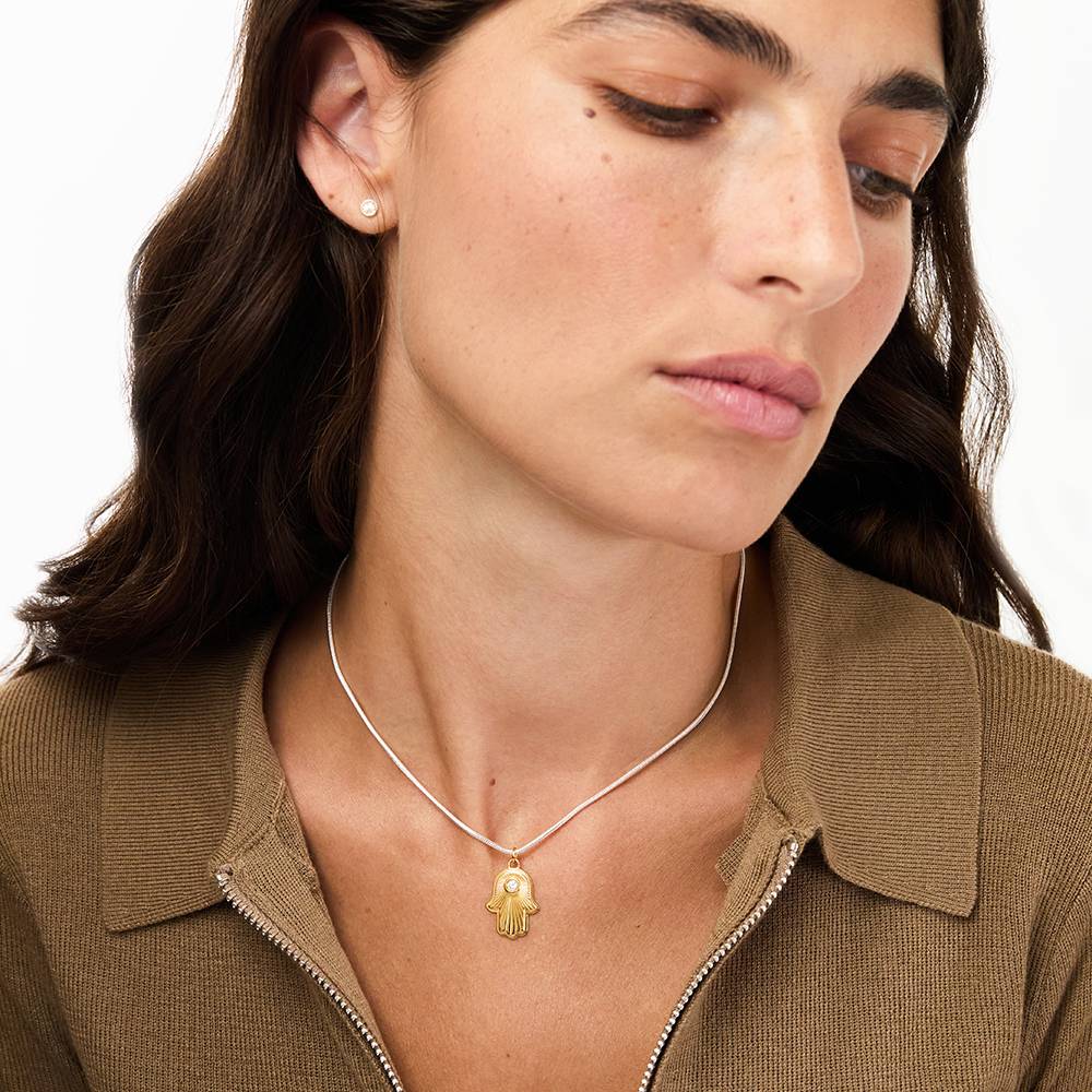 Hamsa Light Two-Tone Pendant with Custom Gemstone-6 product photo