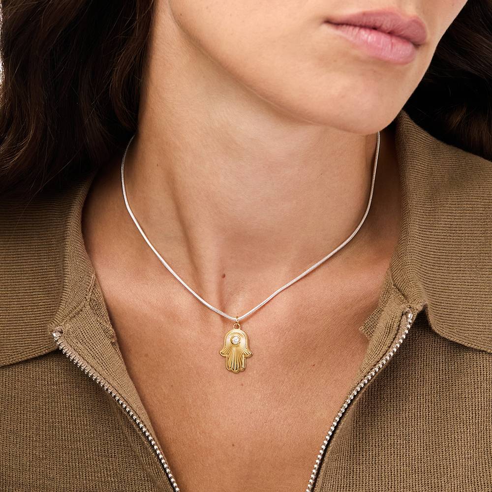 Hamsa Light Two-Tone Pendant with Custom Gemstone-5 product photo