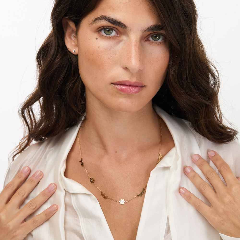 Hebrew Diamond Multi-Name Necklace with Star of David in Gold Vermeil-4 product photo
