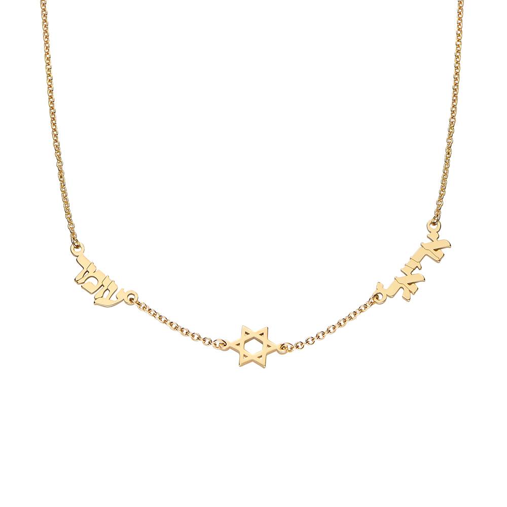 Hebrew Multi-Name Necklace with Star of David in 10K Yellow Gold-1 product photo