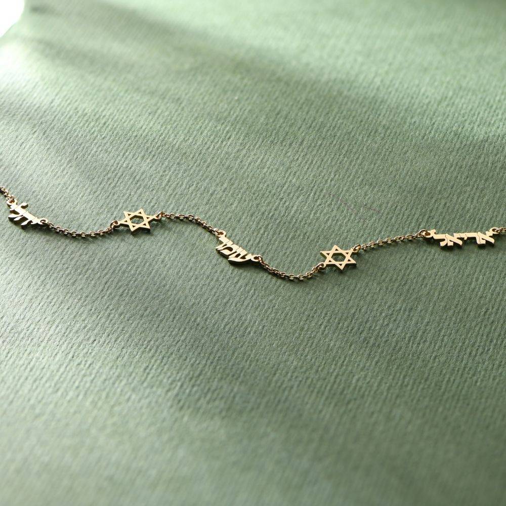 Hebrew Multi-Name Necklace with Star of David in Gold Vermeil-3 product photo