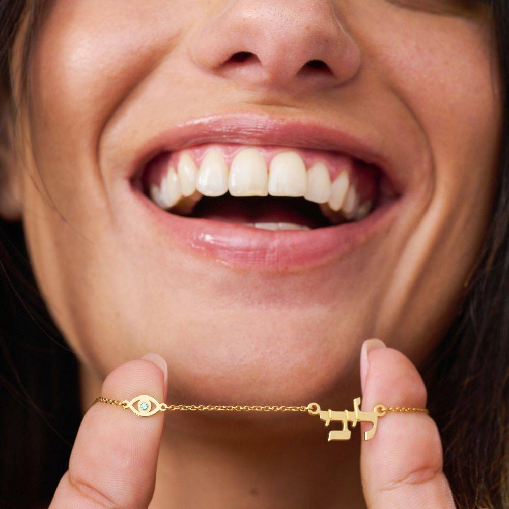 Hebrew Name & Symbol Necklace in 14K Yellow Gold-6 product photo