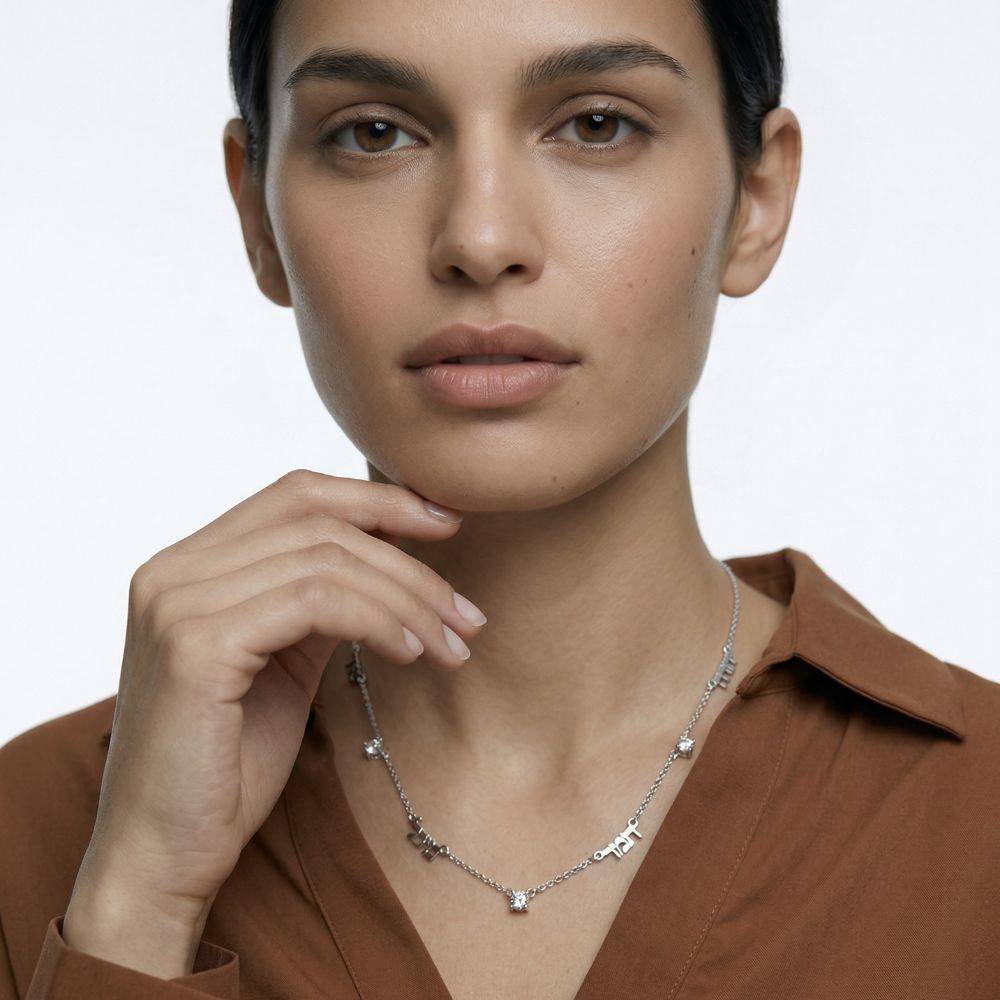 Heritage Hebrew Names Necklace with 0.30CT Diamonds in Sterling Silver-4 product photo