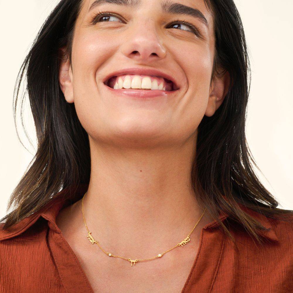 Heritage Hebrew Names Necklace with Diamonds in Gold Vermeil-6 product photo