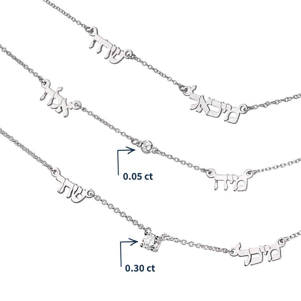 Heritage Hebrew Names Necklace with Diamonds in Sterling Silver-6 product photo