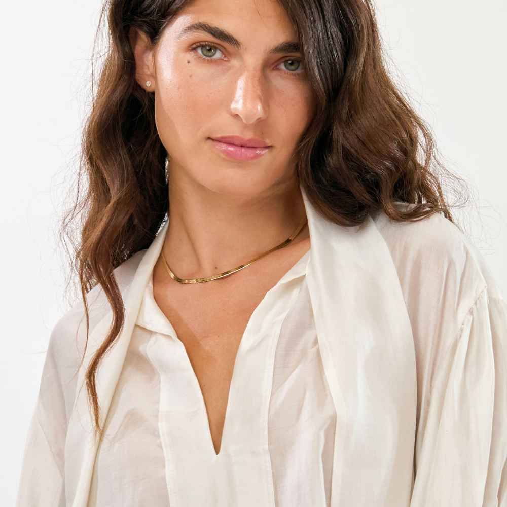 Herringbone Hebrew Engraved Necklace in Gold Vermeil-4 Herringbone Hebrew Engraved Necklace in Gold Vermeil-4 product photo