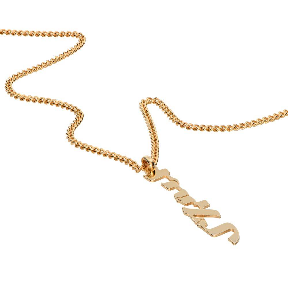 Men's Vertical Hebrew Name Necklace in 14K Solid Yellow Gold-1 product photo