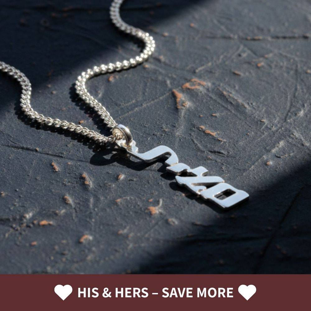 Men's Vertical Hebrew Name Necklace in Sterling Silver-2 product photo