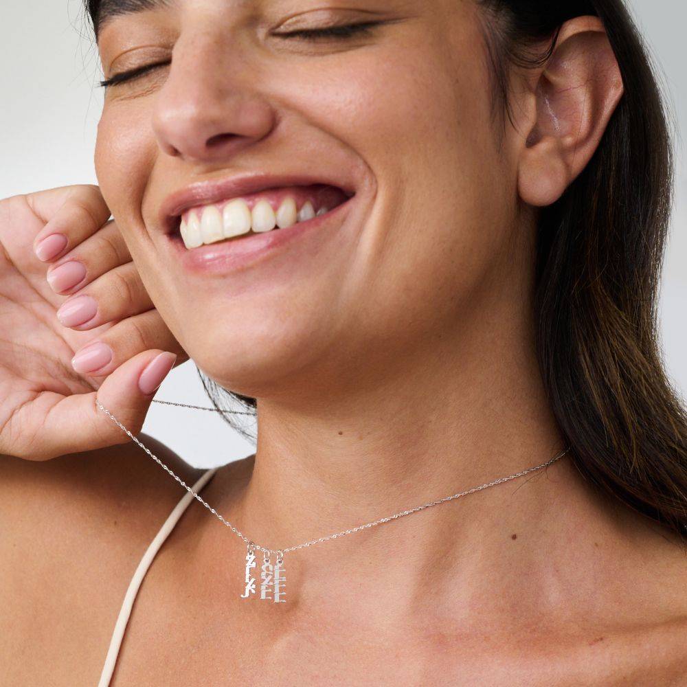 Mini Hebrew Name Drops in 14K White Gold-5 Mini Hebrew Name Drops in 14K White Gold-5 product photo