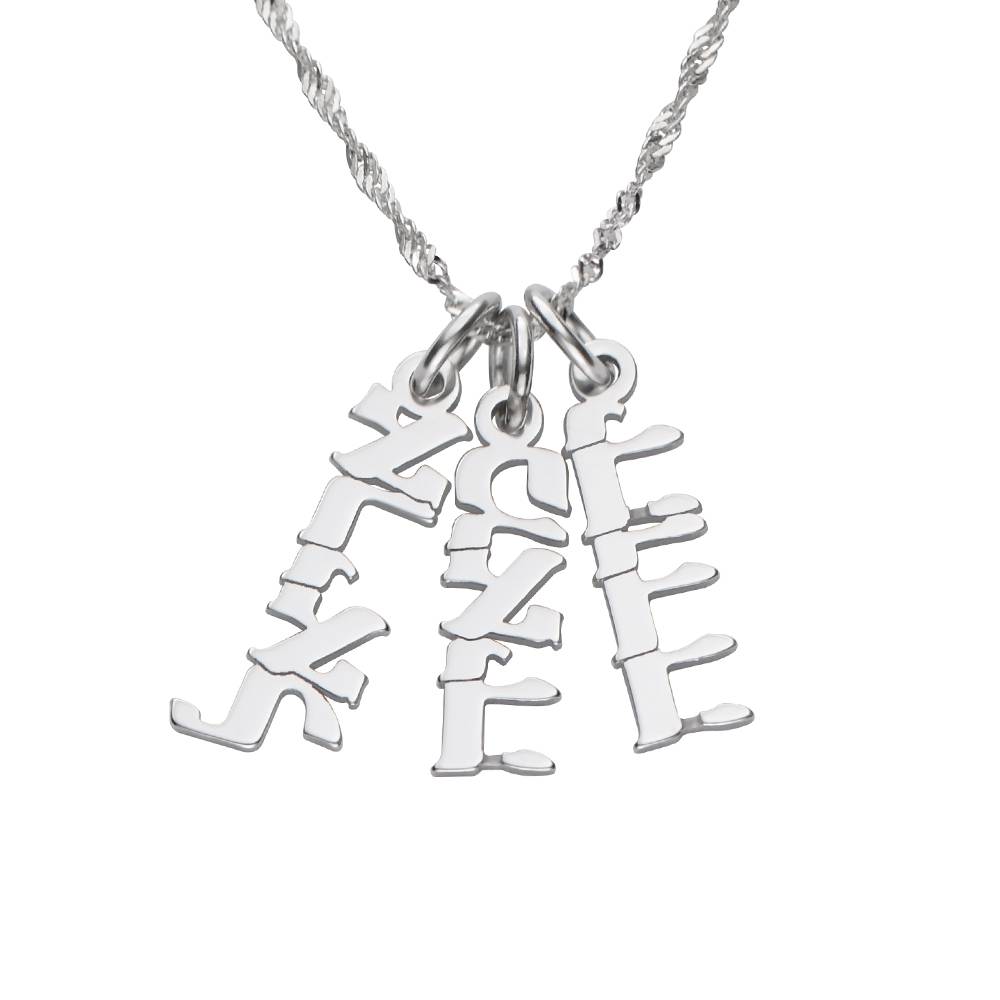 Mini Hebrew Name Drops in 14K White Gold-8 product photo