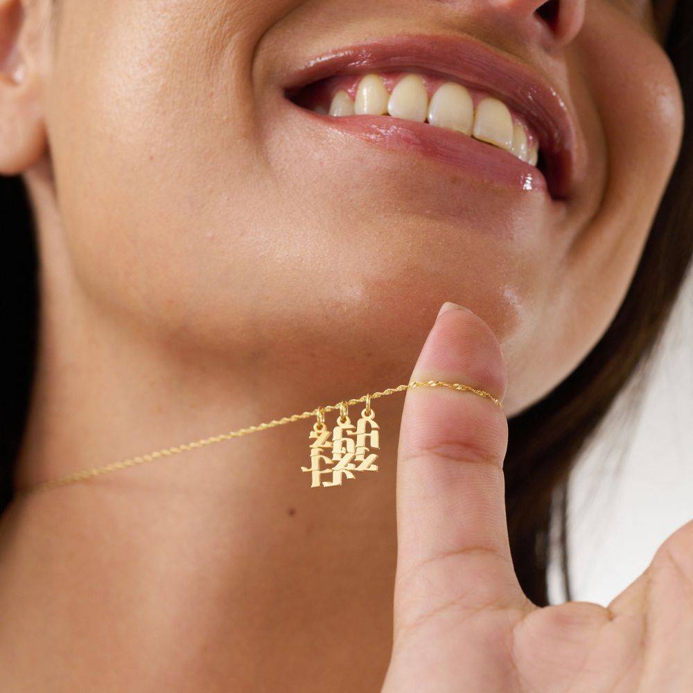 Mini Hebrew Name Drops in 14K Yellow Gold-6 product photo