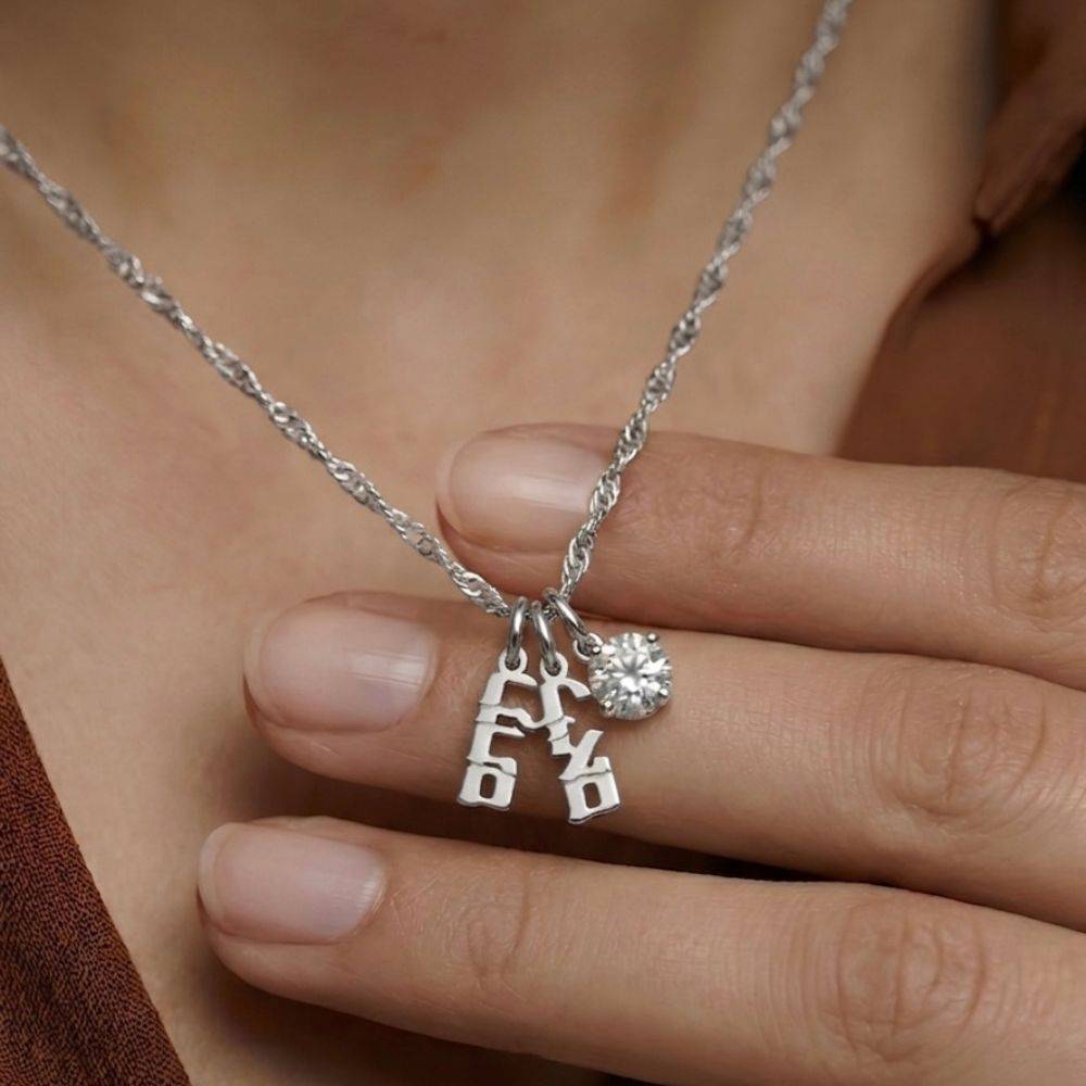 Mini Hebrew Name Drops in Sterling Silver with 1CT Diamond-4 product photo