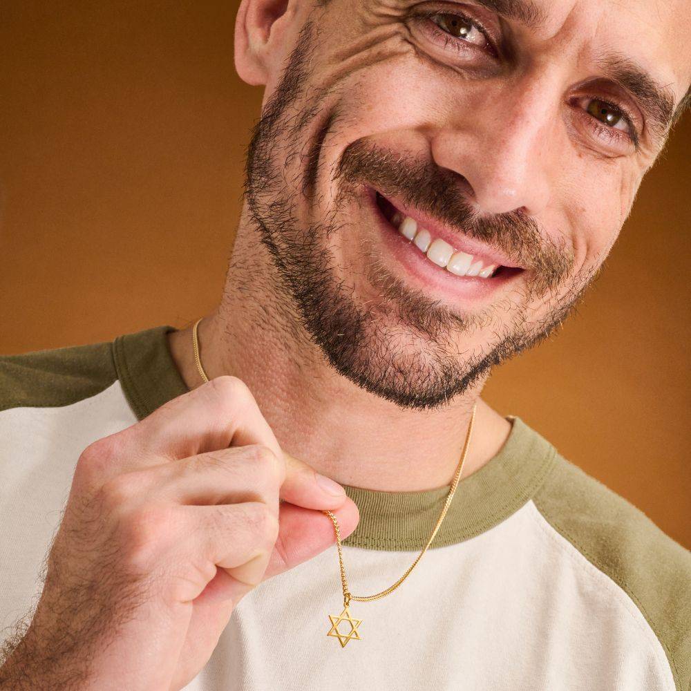 14K Gold Star of David Necklace for Men-3 product photo