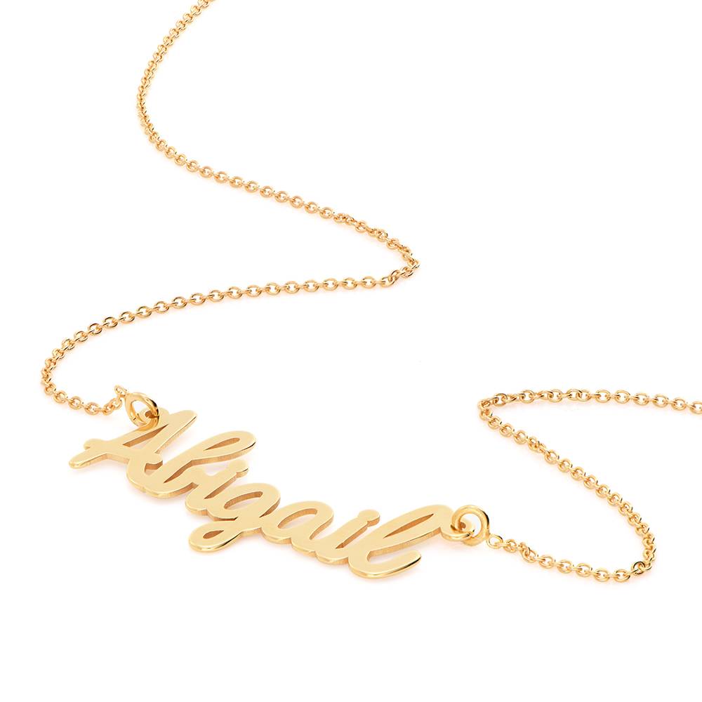 English Cursive Name Necklace in 14K Solid Yellow Gold-2 product photo