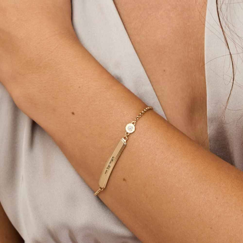 Personalized Radiant Bar Bracelet In Gold Vermeil with Diamond-3 product photo