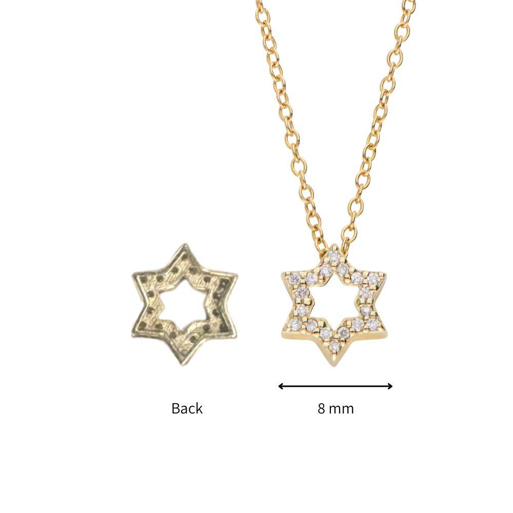 Petite Star of David Pavé Diamond Necklace in 10K Solid Yellow Gold-2 product photo