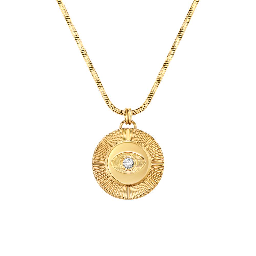 Radiant Evil Eye Pendant with Gemstone in Gold Plating-1 product photo