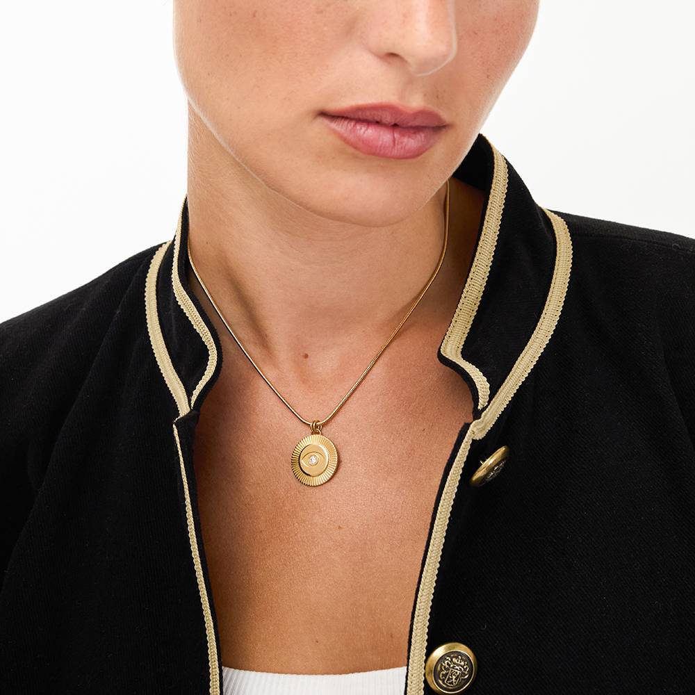 Radiant Evil Eye Pendant with Gemstone in Gold Plating-4 product photo