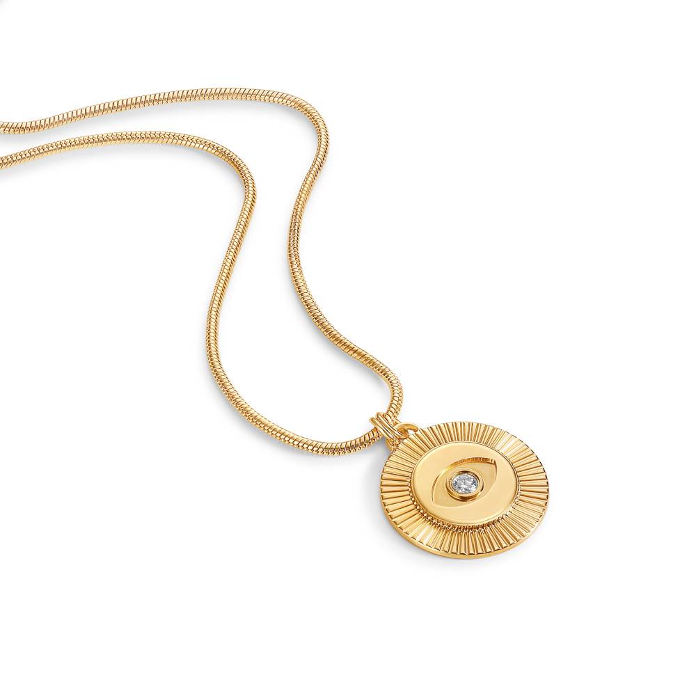 Radiant Evil Eye Pendant with Gemstone In Gold Vermeil-2 product photo