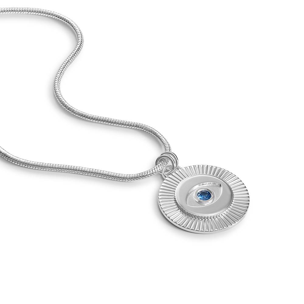 Radiant Evil Eye Pendant with Gemstone in Silver-2 product photo