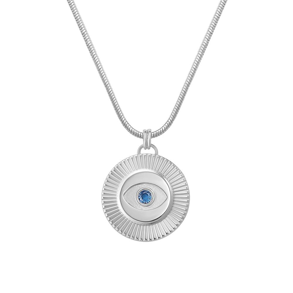 Radiant Evil Eye Pendant with Gemstone in Silver-1 product photo