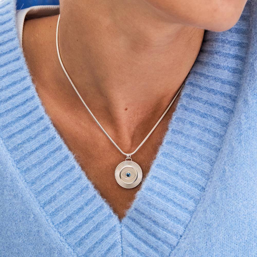 Radiant Evil Eye Pendant with Gemstone in Silver-4 product photo