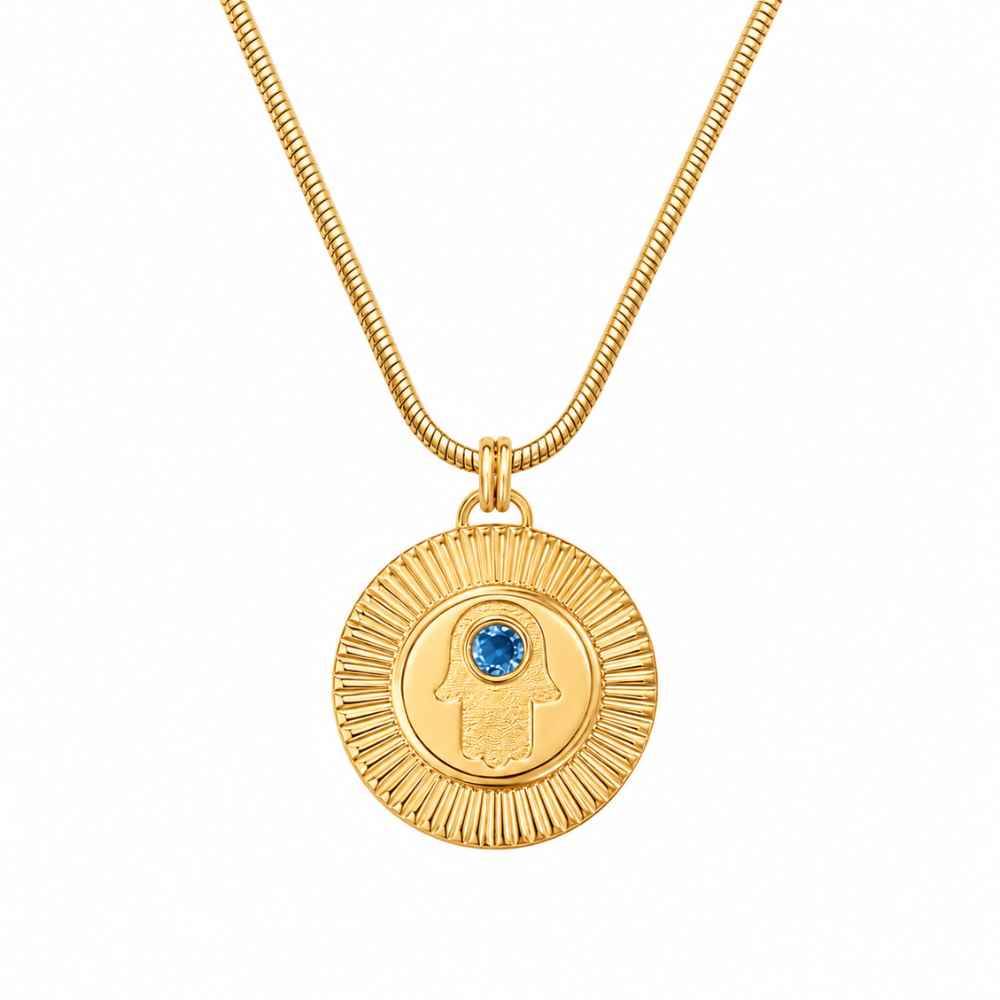 Radiant Hamsa Pendant with Gemstone in Gold Vermeil-1 product photo